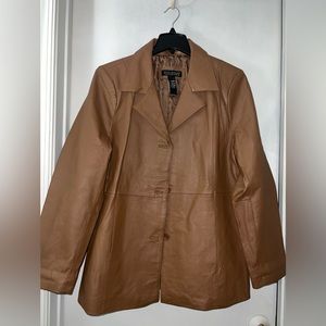 NWOT DIALOGUE Leather Jacket Cognac Brown